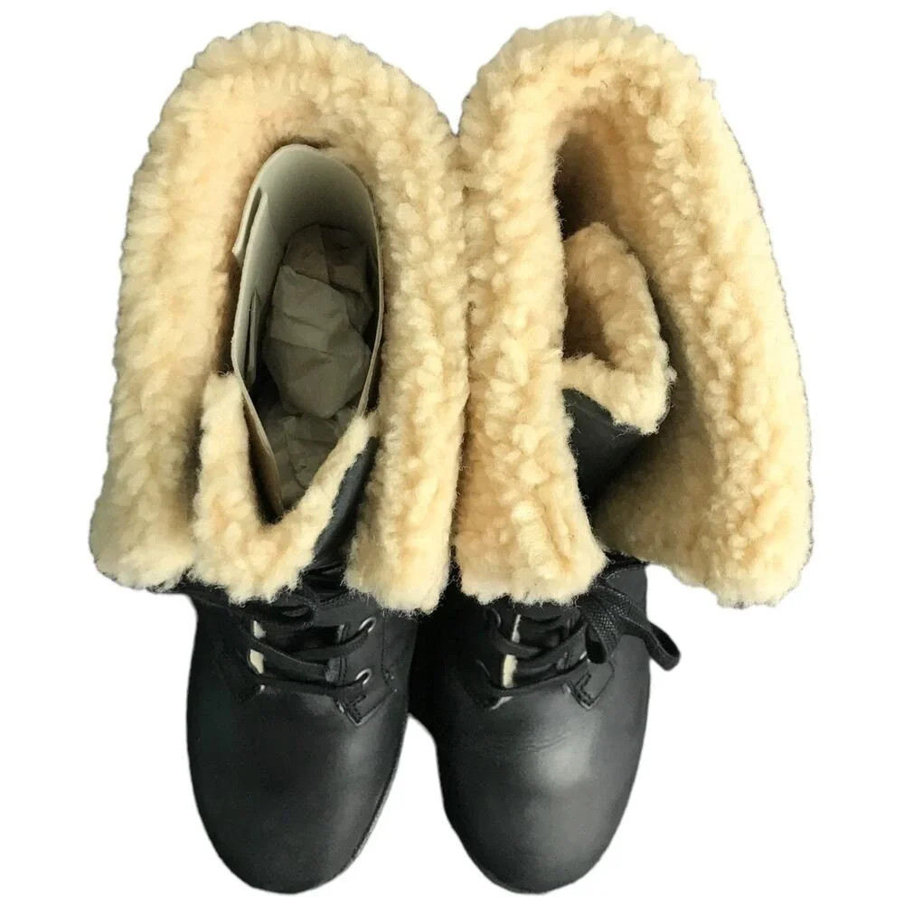 Koolaburra Boots Women 9 Gorpcore Leather Shearling Lined Lace‎ Up Side Zip Cozy